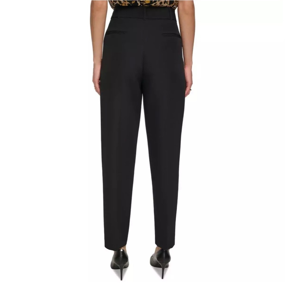 DKNY Women’s Black High-Rise Straight-Leg Pleated Pants Size 14 - Picture 2 of 7